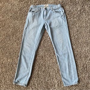 Current/Elliot Mid Rise Light Wash Gingham Style Jeans